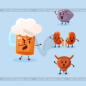 Beer and Alcohol Harm. Set - vector EPS clipart