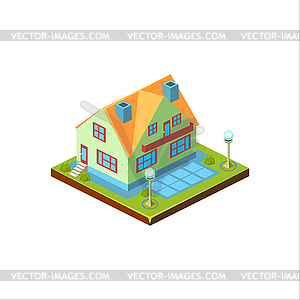 Isometric icon representing modern house with - vector image