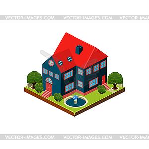 Изометрические значок, представляющий современный дом с - изображение в векторе / векторный клипарт