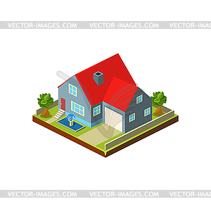 Isometric icon representing modern house with - vector clipart