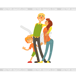 Parents and child, loving Happy young family - royalty-free vector image