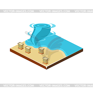 Tornado on Water. Natural Disaster Icon - vector image