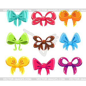 Cute Colorful Bows Set, Set - vector clipart