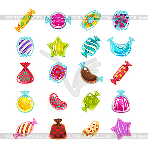 Bright Colorful Glossy Candies with Sparkles. Set - royalty-free vector image