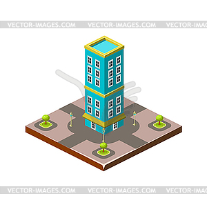 Изометрические значок, представляющий современный дом с - иллюстрация в векторе
