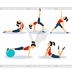 Fitness Women Workouts Set. Set - vector clipart