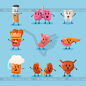 Bad Habits Danger. Set - vector clipart