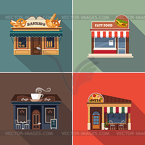 Stores and Shop Facades. Set - vector clip art