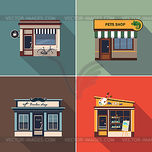 Stores and Shop Facades. Colourful Set - vector image