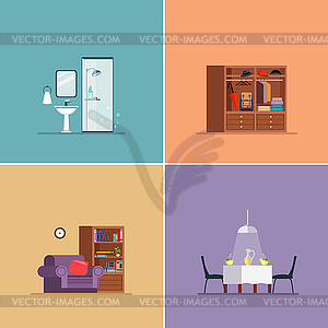 Interior Design Types. Set - vector clip art