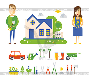 Garden and Orchard. Flat , Icon Set - vector image