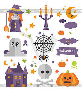 Halloween symbols collection - vector image
