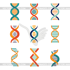 DNA, genetics icons - vector image