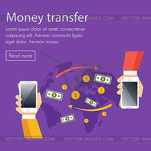 Mobile money transfer concept - vector clipart