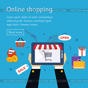 On line store, shopping - color vector clipart