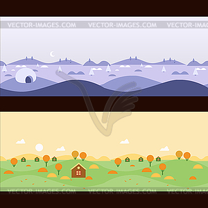 Background Seamless scenery seasons and landscapes, - vector clipart