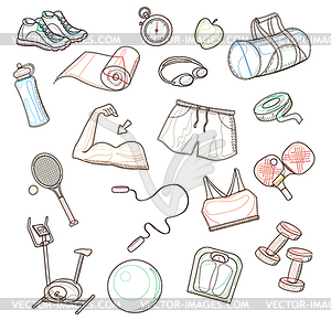 Sport doodle set - vector clip art