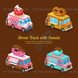 Sweets Food Truck, sweet isometric - royalty-free vector image