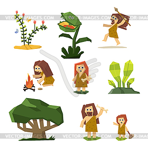 Dinosaurs and prehistoric period - vector image