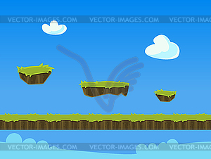 Cartoon Nature Landscape, with Grass and Cloud for - vector clip art