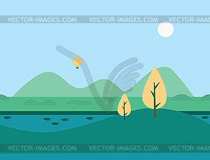 Seamless Cartoon Nature River Landscape, - vector clipart