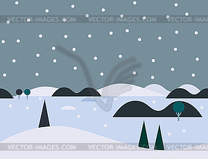 Seamless Cartoon Nature Snowy Landscape, - vector image
