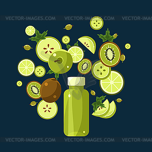 Green Smoothie Recipe. Ingredients - vector clipart