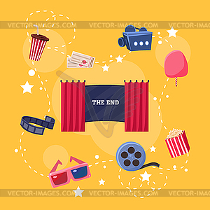 Cinema Flat Design Elements and Icons - royalty-free vector clipart