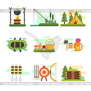 Tourist Summer Equipment. Set - vector clipart