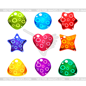 Shiny Glossy Colorful Shapes, Set - vector EPS clipart