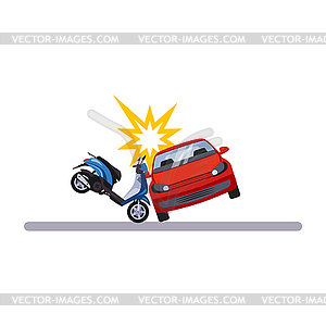 Car and Transportation Issue with Moped - royalty-free vector image