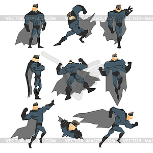 Superhero Actions Set in Comics Style - vector clipart