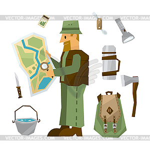 Hiking Equipment Set - vector clip art