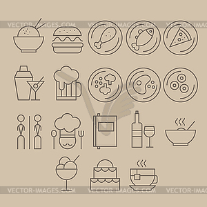 Ресторан набор иконок - рисунок в векторе