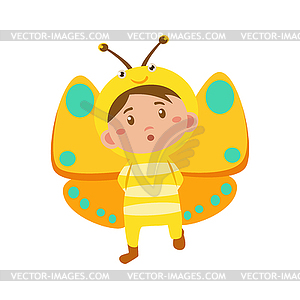 Child Wearing Costume of Butterfly - vector clipart