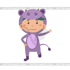 Child Wearing Costume of Hippo - vector clip art