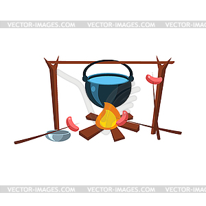 Camping Lunch - color vector clipart