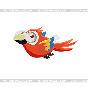 Симпатичные красный ара попугай - векторное изображение клипарта