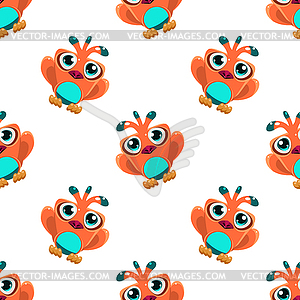 Cute Red Macaw Seamless Pattern - vector clipart