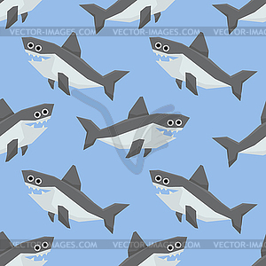 Cute Sharks Seamless Pattern - vector image