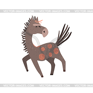 Running Horse Flat Cartoon - vector clipart