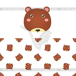 Bear Head Icon And Pattern - vector image