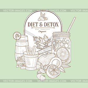 Vintage Sketch Of Diet Food - vector image