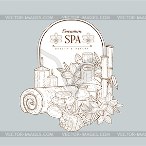 Vintage Sketch With Spa Treatments - vector image