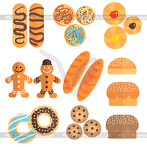 Pastry Collection In Cartoon Slyle - vector image