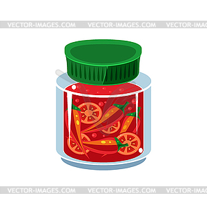 Hot Sauce In Transparent Jar - vector clip art