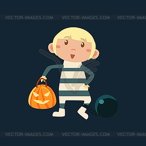 Boy In Convict Irons Haloween Disguise - vector image