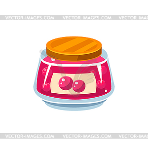 Cranberry Jam In Transparent Jar - stock vector clipart