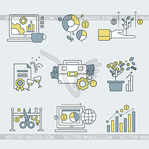 Abstract collection flat business and finance icons - vector image