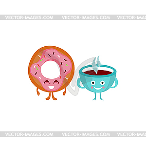 Humanized Coffee And Doughnut - vector image